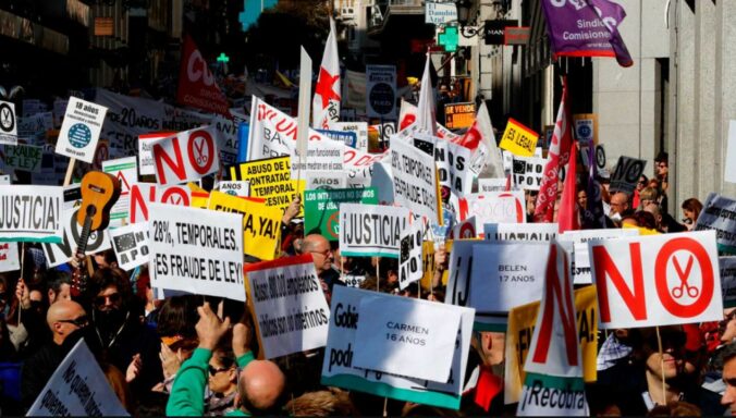 Miles de interinos se manifiestan en Madrid contra la precariedad y el abuso de la temporalidad del empleo público (RTVE 15.02.2020)