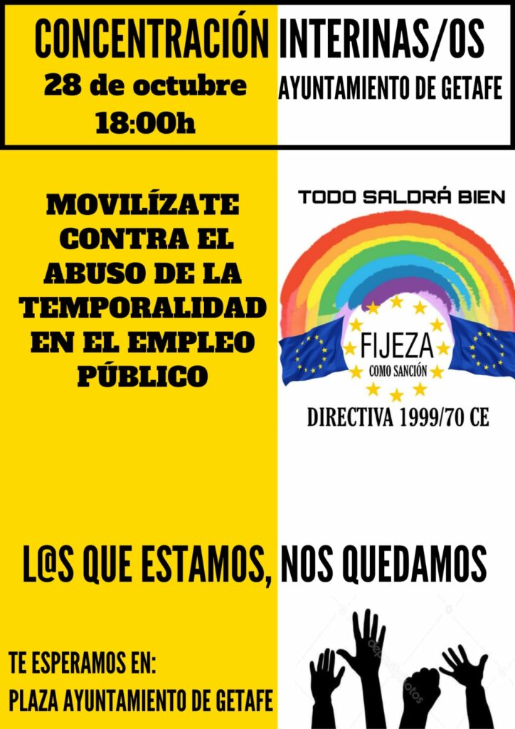Concentración interinas/os del Ayuntamiento de Getafe. Movilízate contra el abuso de la temporalidad en el empleo público.
