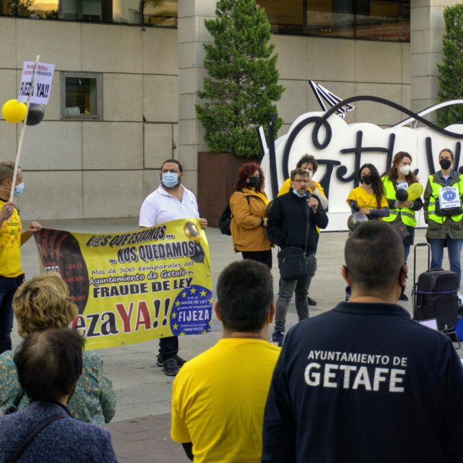Concentración de empleados/as públicos/as en abuso de temporalidad en Getafe (28-10-2021)